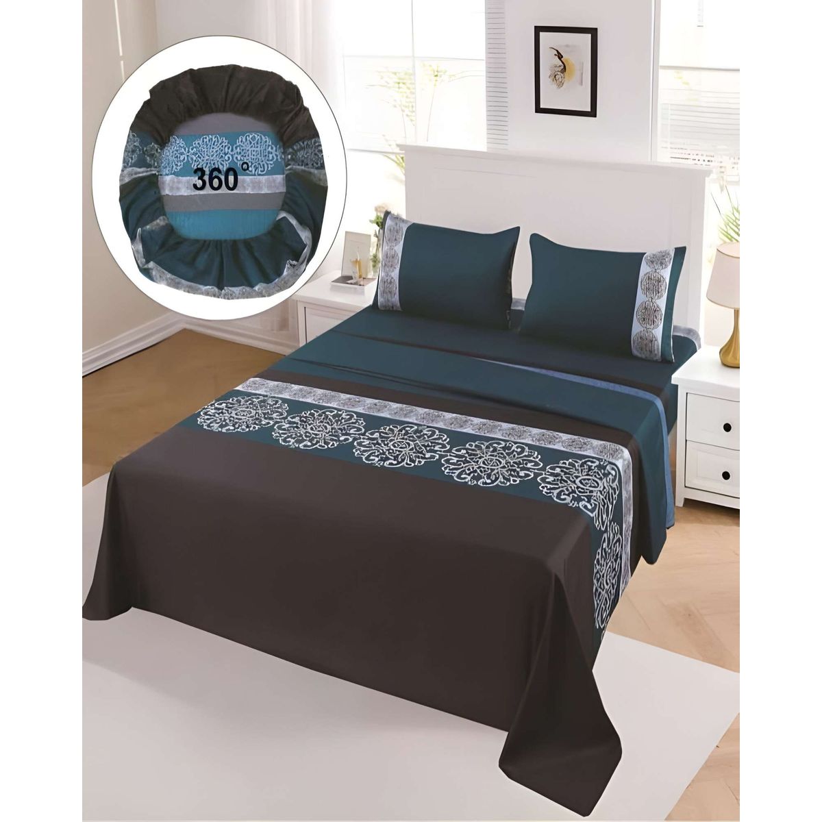 GENERICO - SET DE SABANAS 15 PLAZA VERDE OSCURO