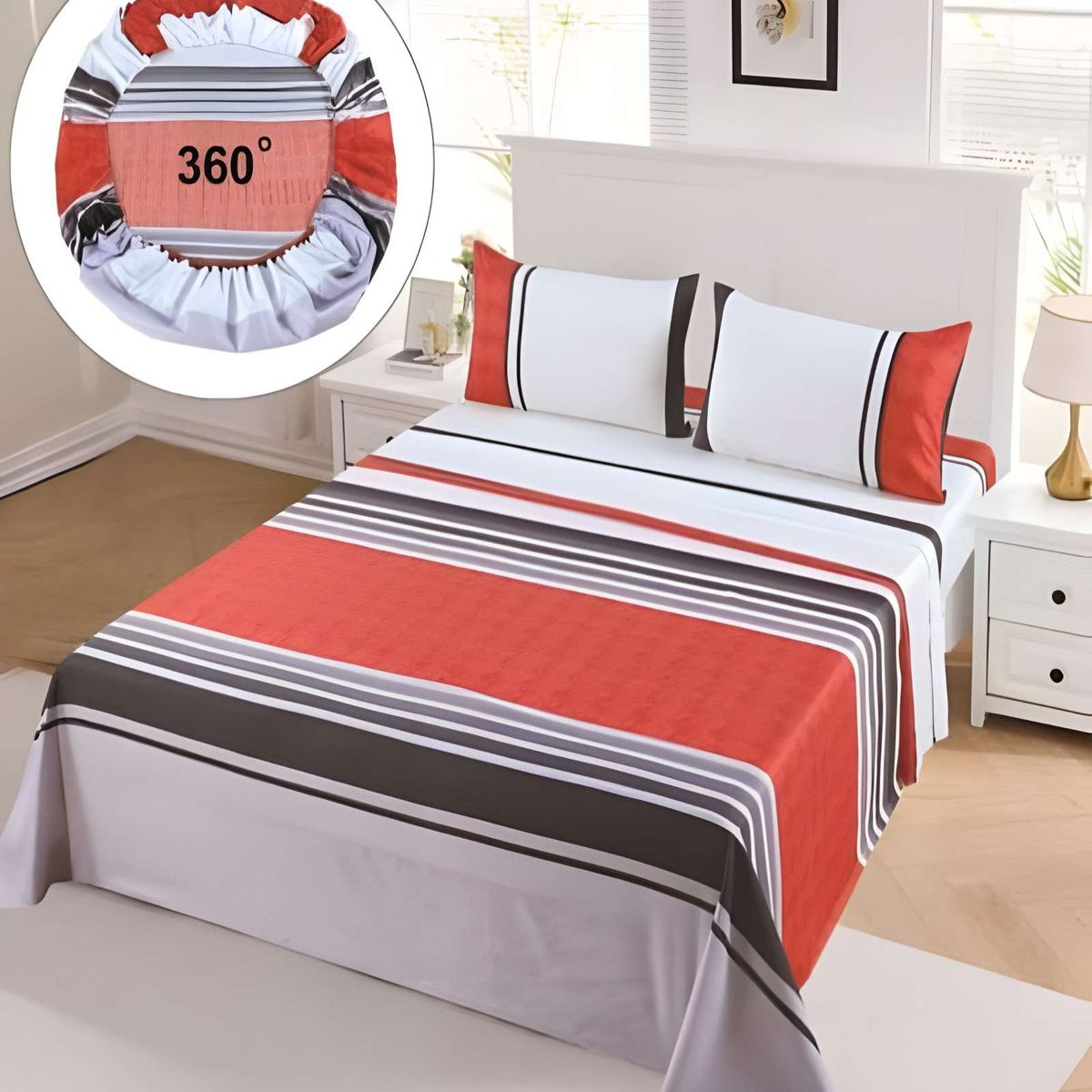 GENERICO - SET DE SABANAS KING NARANJA