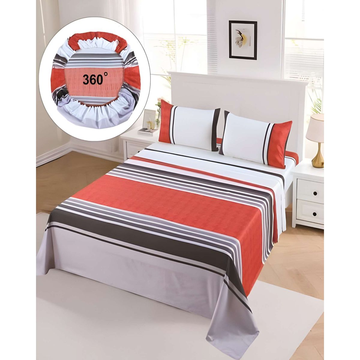 GENERICO - SET DE SABANAS KING NARANJA