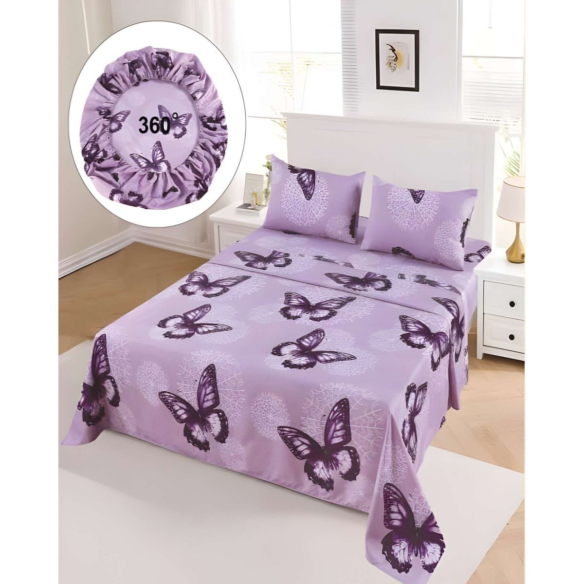 GENERICO - SET DE SABANAS SUPER KING LILA