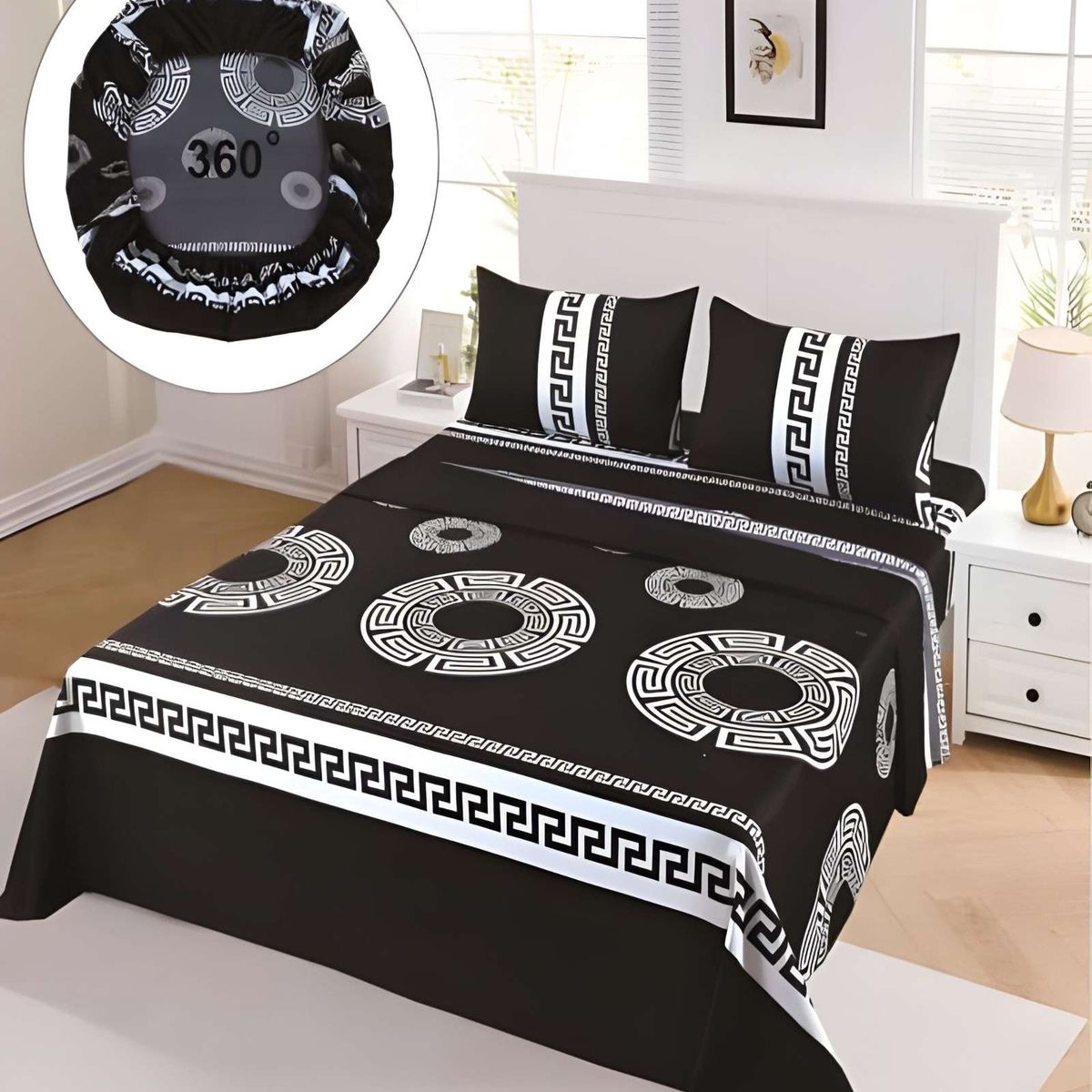 GENERICO - SET DE SABANAS SUPER KING NEGRO2