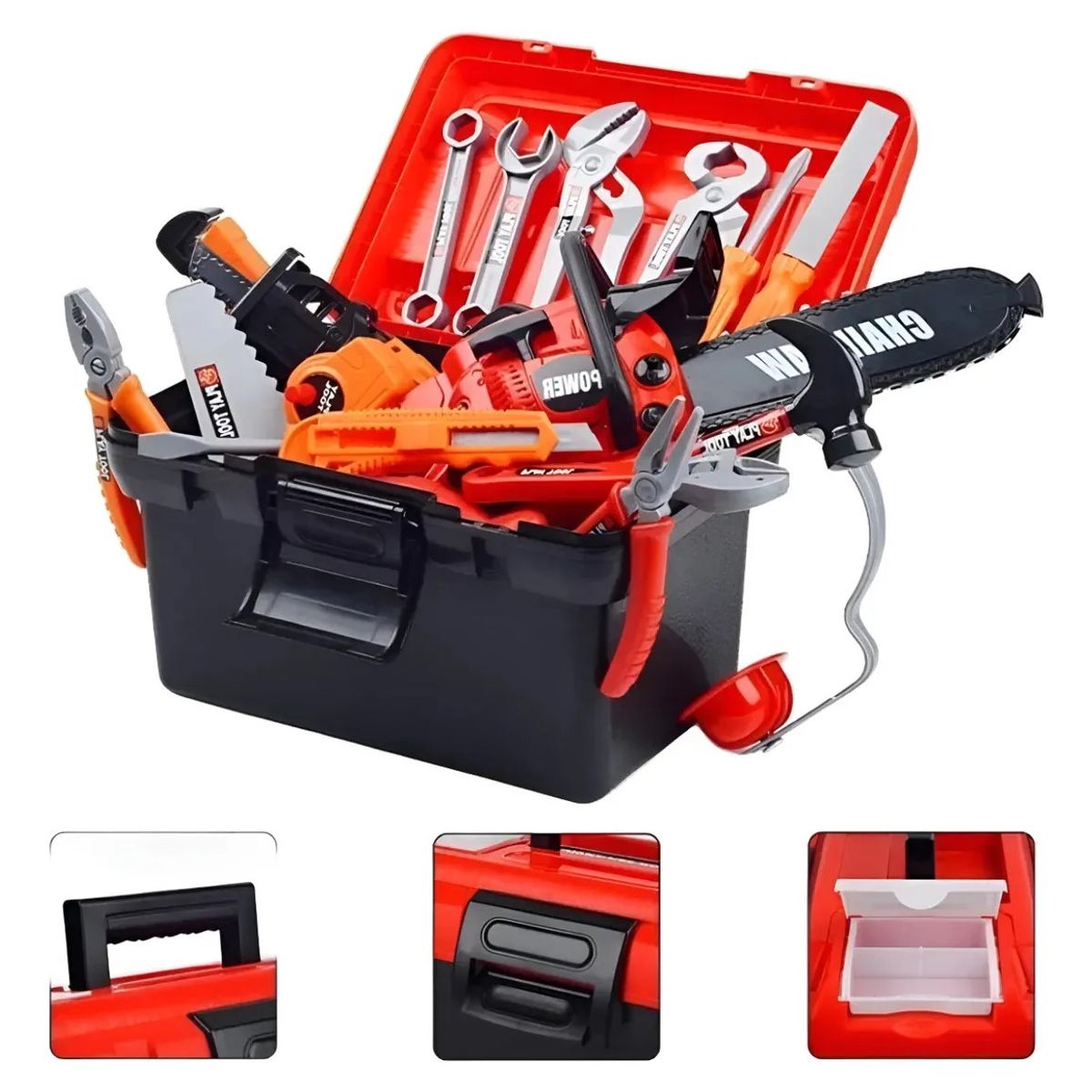 GENERICO - Maleta Herramientas Construcción De Juguete 55 Accesorios Rojo