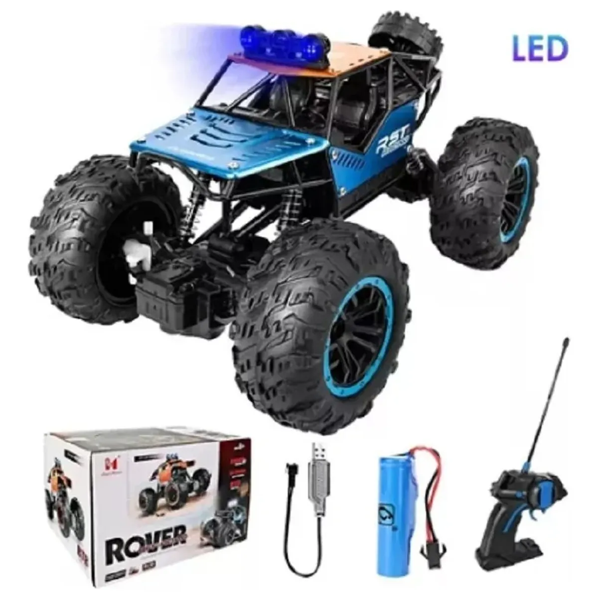 GENERICO - Auto Carro A Control Remoto Recargable 4x4 Con Led 18kmh Azul