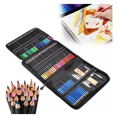 GENERICO - Kit Dibujo Estuche Profesional 95 Piezas Negro