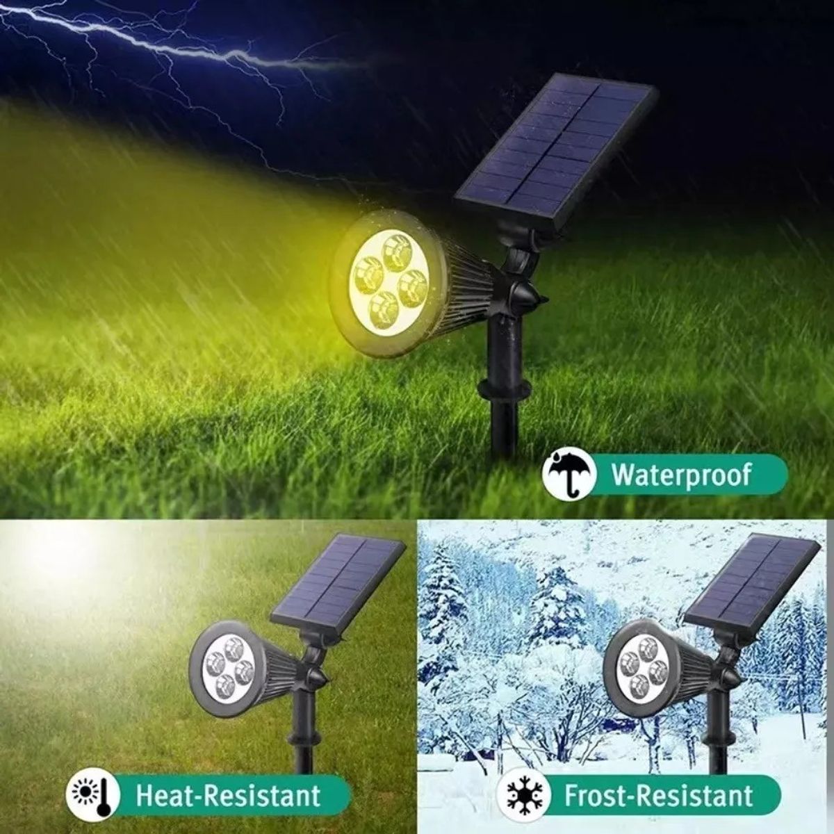 GENERICO - Foco Estaca Solar Jardin Led Impermeable Luz Calida Negro