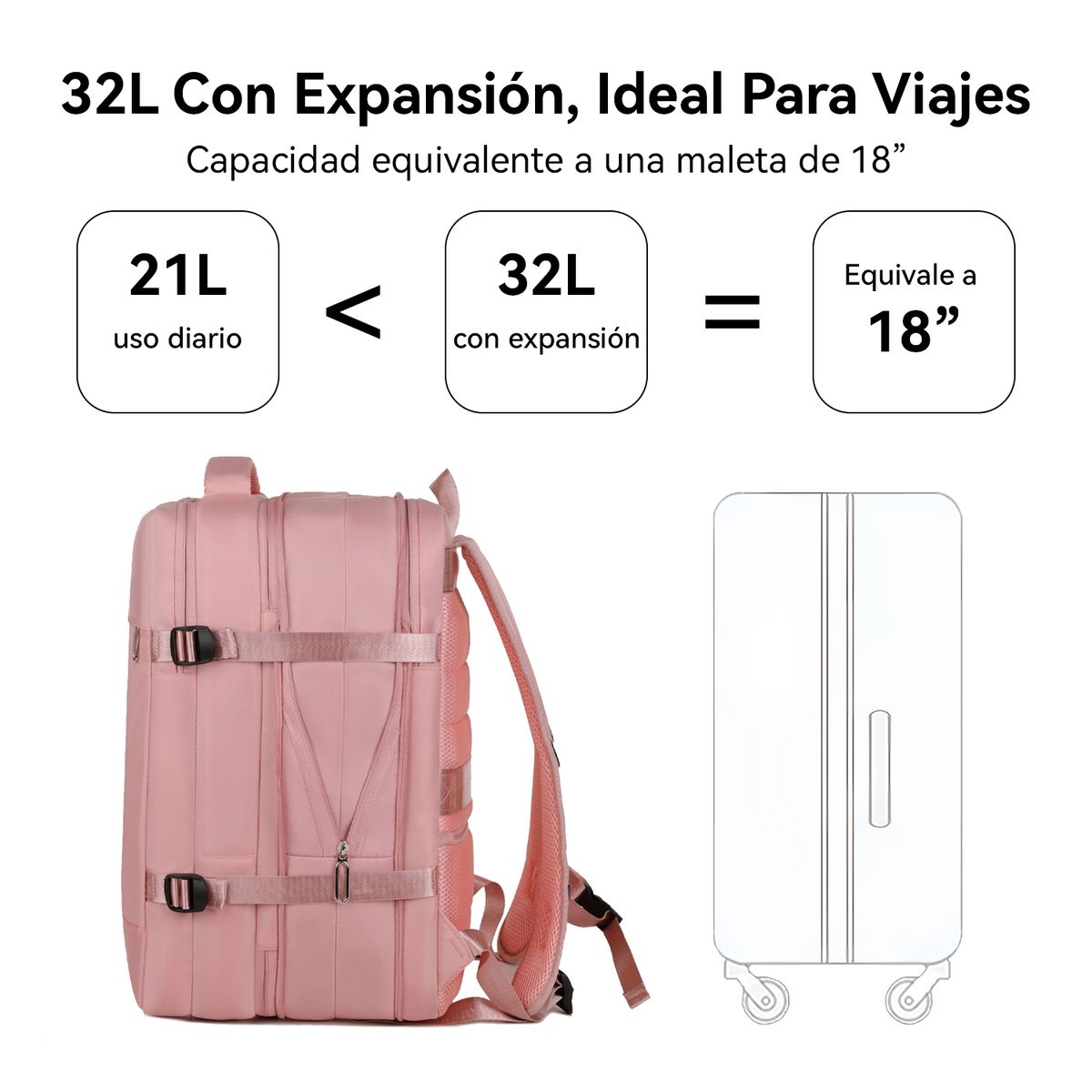 VIDITA - Mochila de Viaje Impermeable 32L con Puerto USB y Compartimento para Notebook 16”
