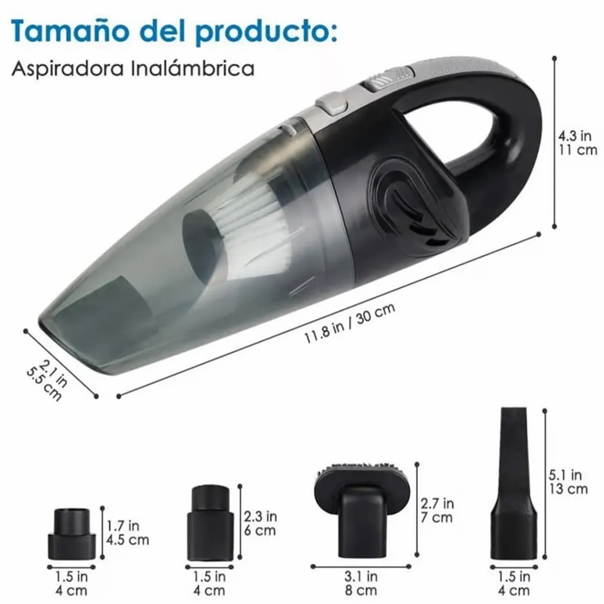 MOVI - Aspiradora de Mano Inalámbrica Recargable con 6 Accesorios
