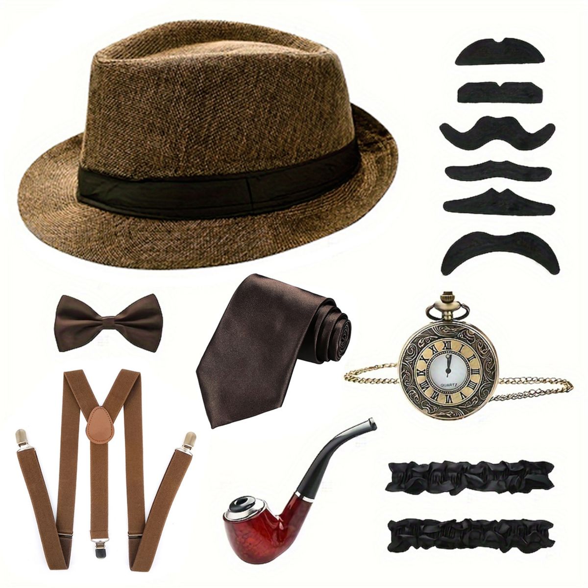 ATURE - Set 14 De Disfraz Fiesta De Traje Para Adulto Hombre Marrón