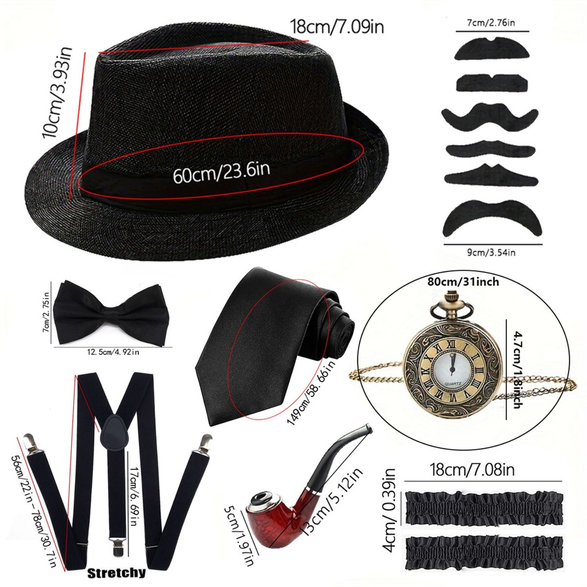 ATURE - Set 14 De Disfraz Fiesta De Traje Para Adulto Hombre