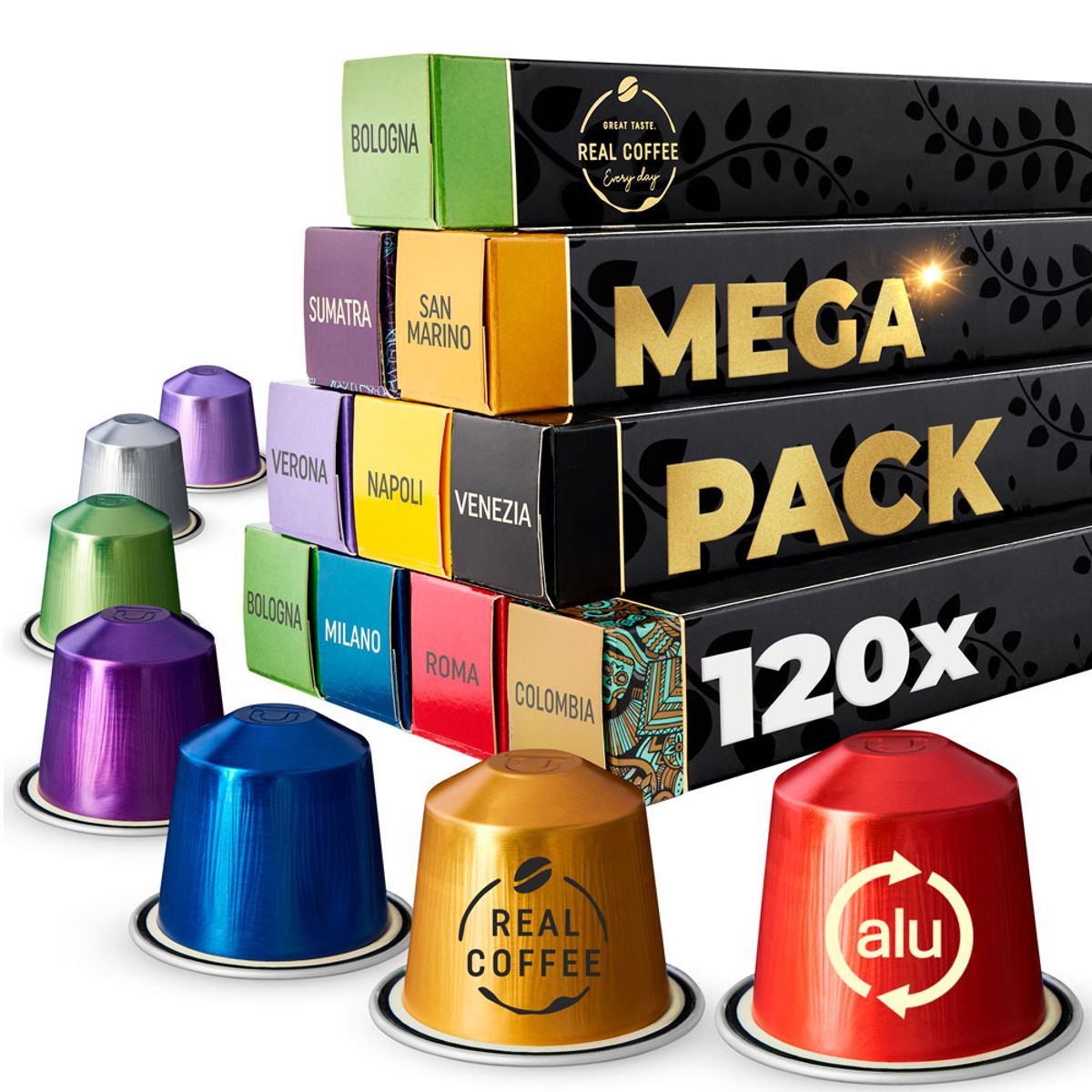 REAL COFFEE - Pack 120 Capsulas de Café Compatibles Real Coffee