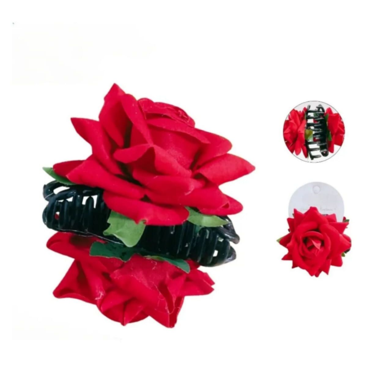 GENERICO - Pinza  Tiburón de Cabello de Rosa Roja
