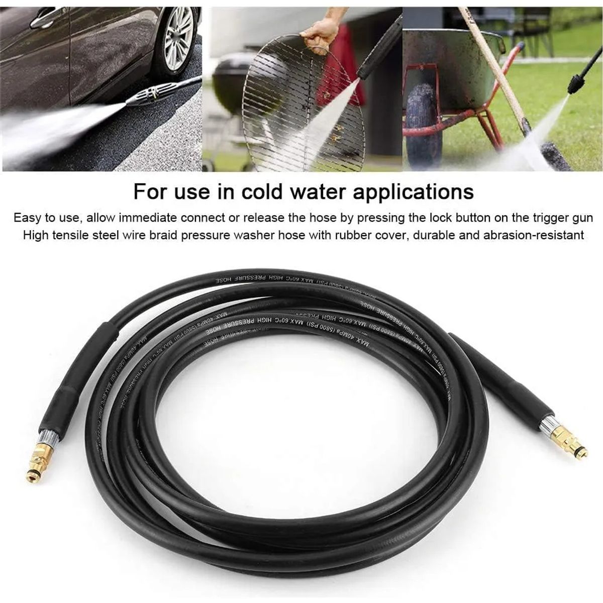 KUANGYE - Manguera De Lavado A Presión Para Karcher K2 K3 K4 K5 K6 K7, 15 M Negro