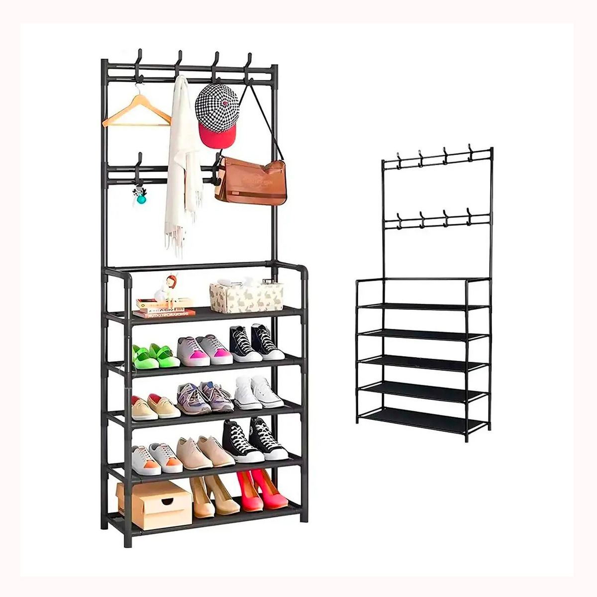 GENERICO - Organizador 2 en 1 de ropa perchero y zapatero 5 niveles