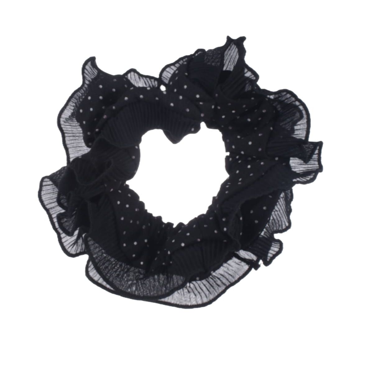 GENERICO - Scrunchie Grande Doble Negro Con Lunares  XL