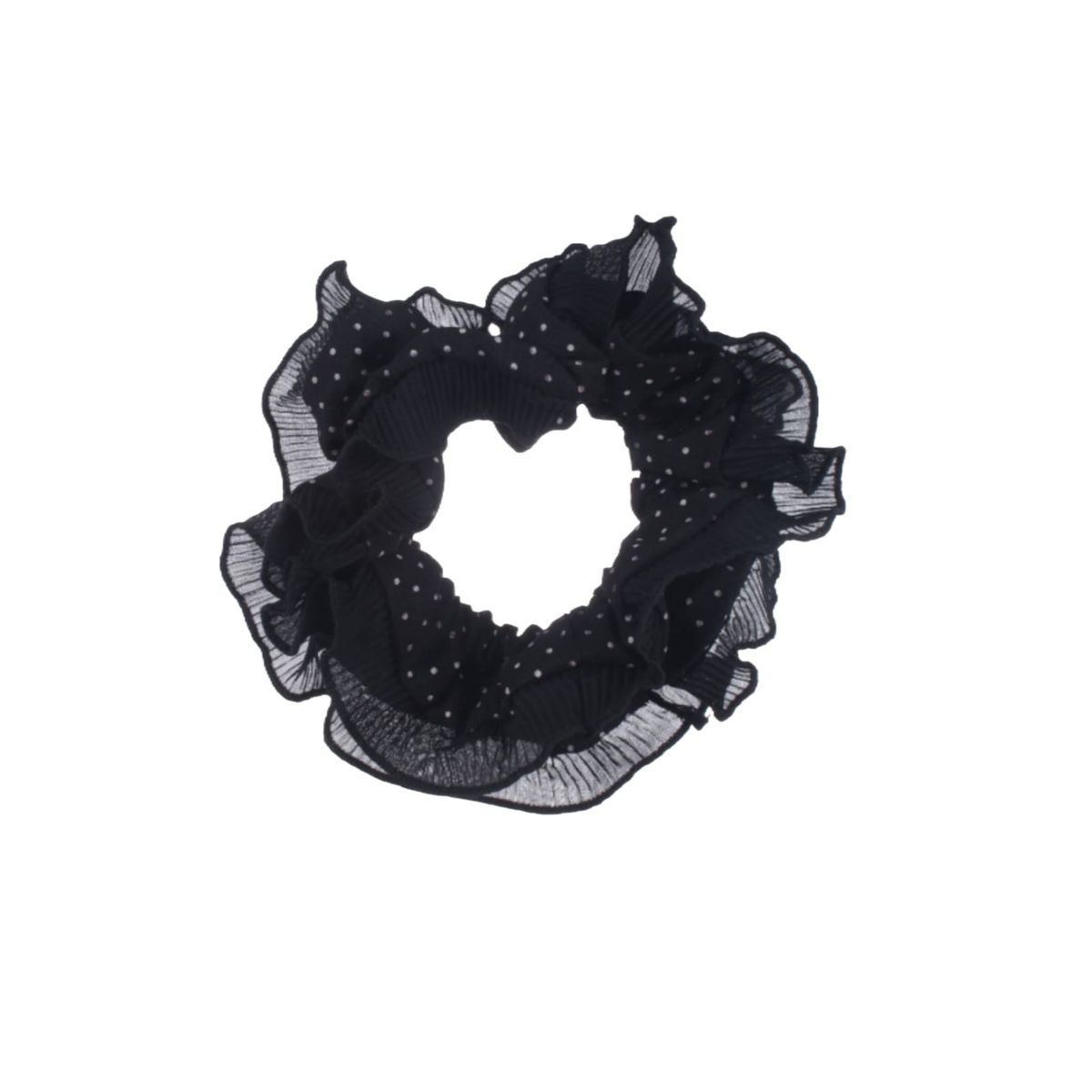 GENERICO - Scrunchie Grande Doble Negro Con Lunares  XL