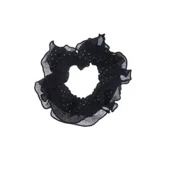 GENERICO - Scrunchie Grande Doble Negro Con Lunares XL