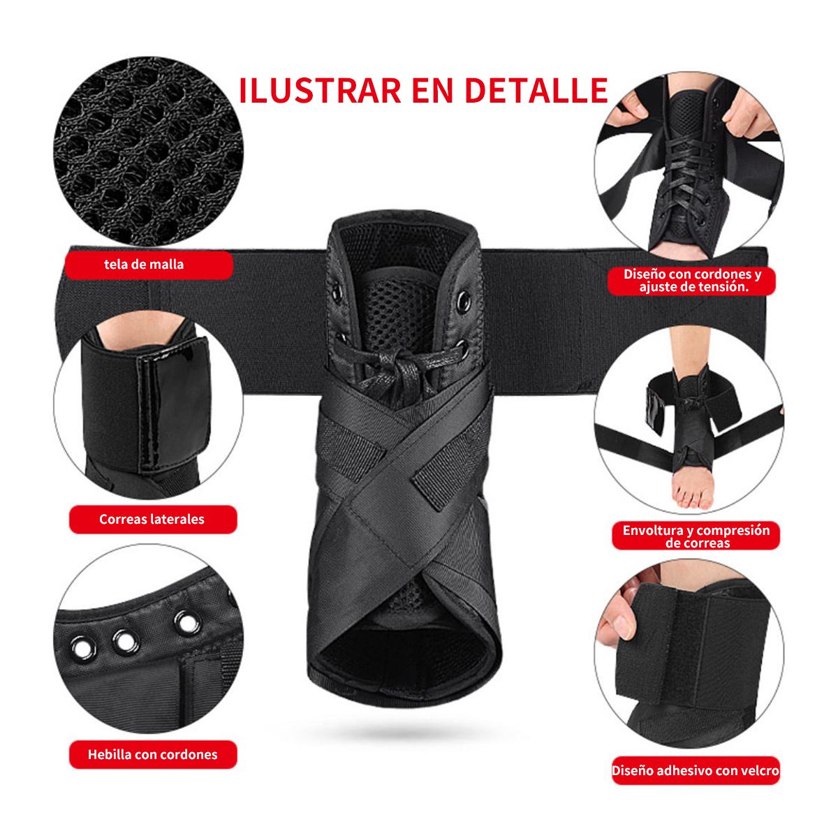 ATURE - Banda De Tobillo Ajustable Con Soporte Y Fijación S