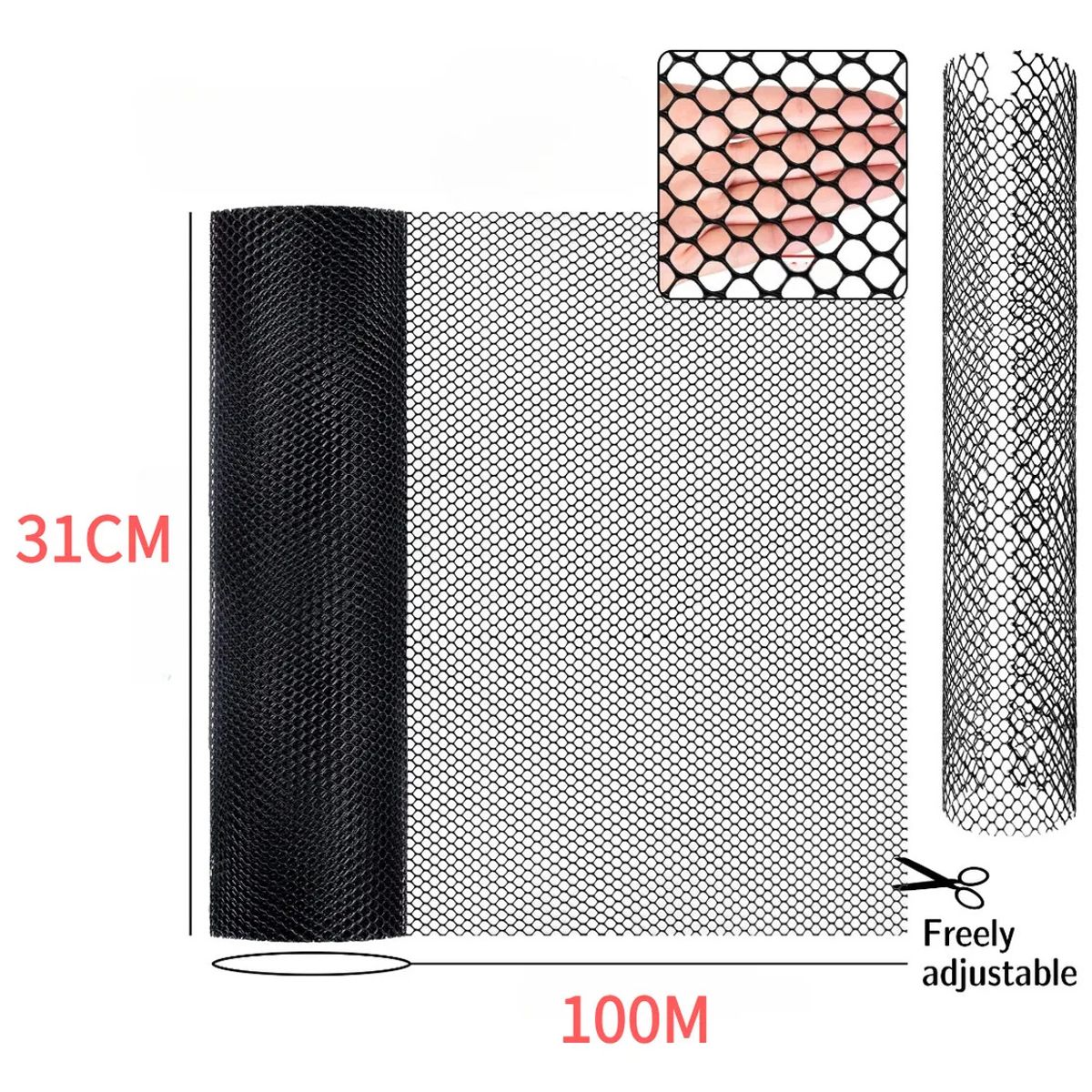 KUANGYE - Malla Alambre Seguridad Valla Plástico P Balcón Pollo 31cm X 100 Metros