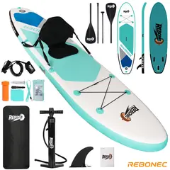 REBONEC - Set Tabla Stand Up Paddle Surf Inflable NÁVIA 320x81x15CM Verde Con Azul