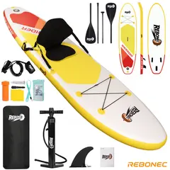 REBONEC - Set Tabla Stand Up Paddle Surf Inflable NÁVIA 320x81x15CM Rojo Con Amarillo