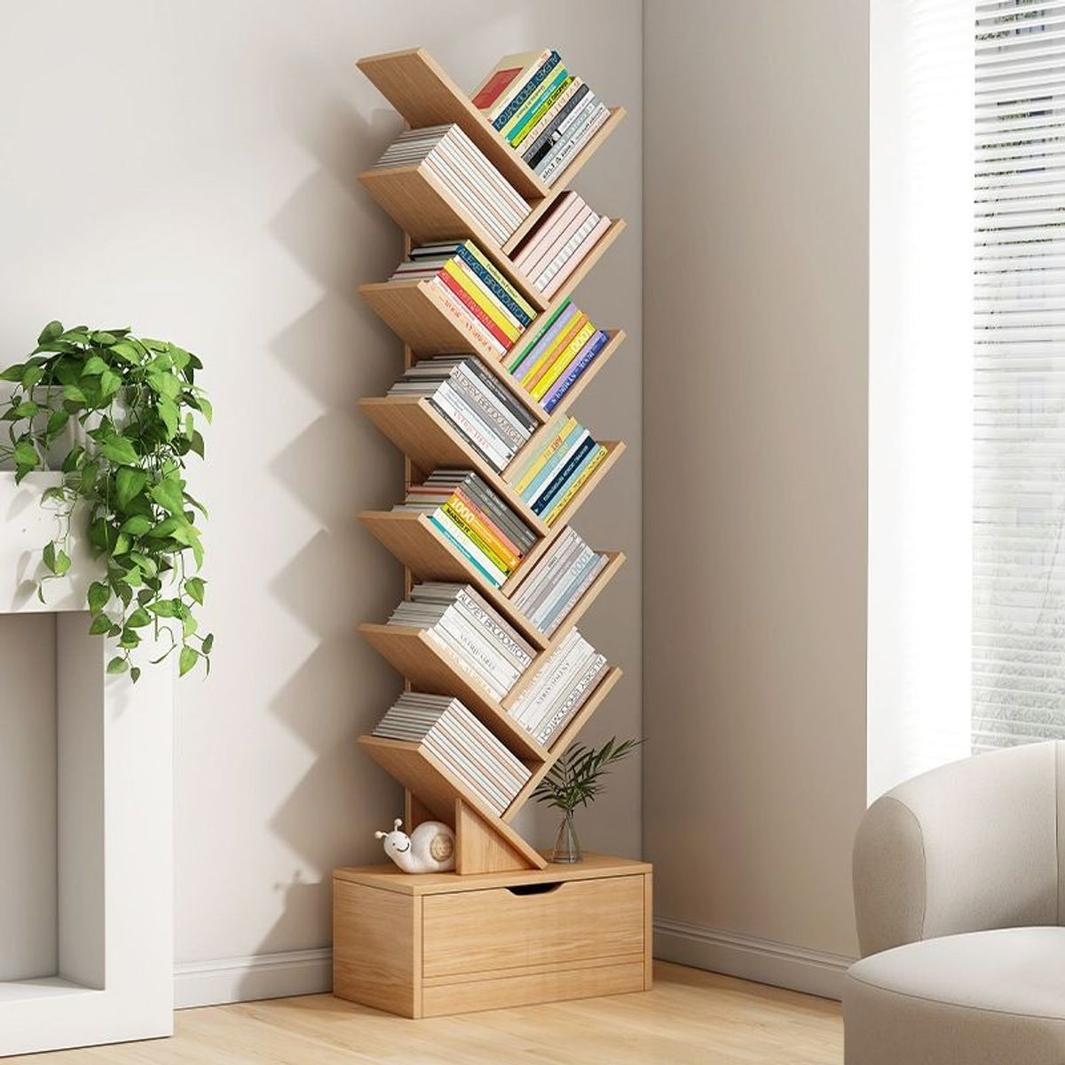 YOMYM - Biblioteca Librero De Arbol Organizador De Libros Alto 158×34×20cm