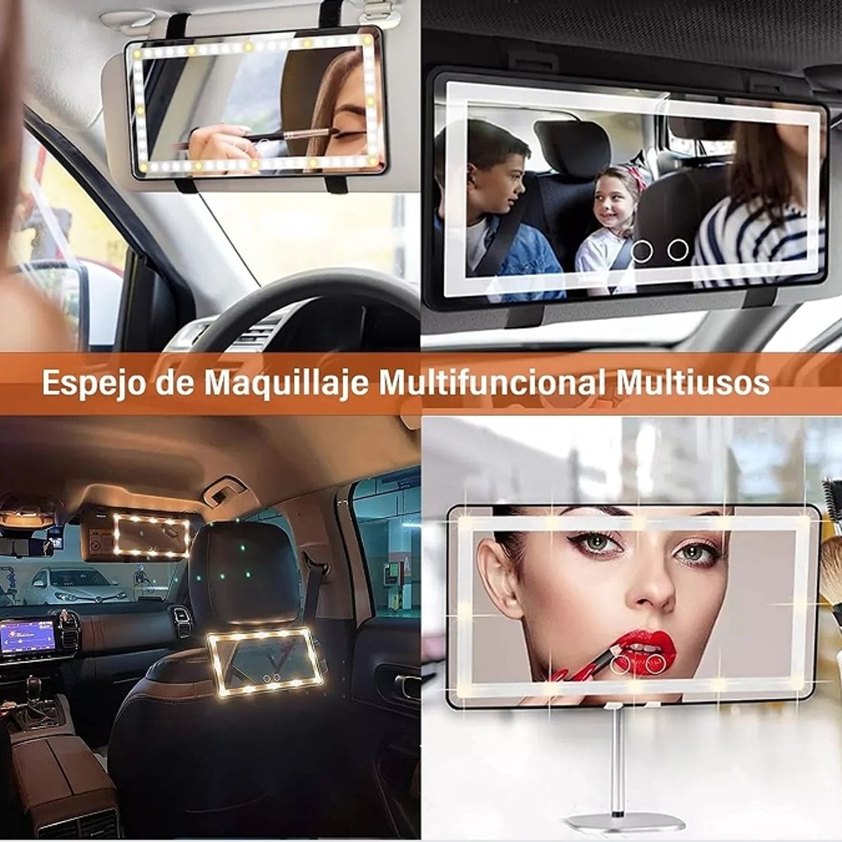 AUDOTO - Espejo De Maquillaje Con 3 Modos Luz Led De Visera De Coche