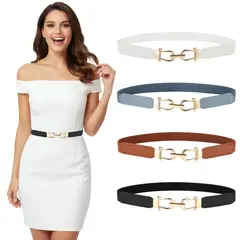 SLOWTON - Cinturón Elástico para Mujere Ajustable Casual Hebilla 4pcs