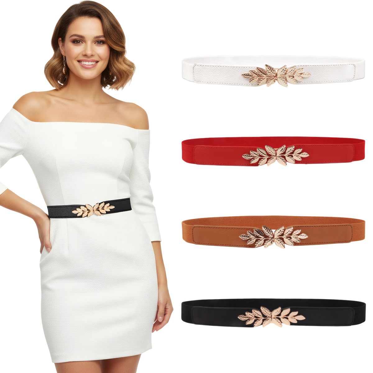 SLOWTON - Cinturón Elástico para Mujer Vestir Retro Tipo Corsé 4PCS