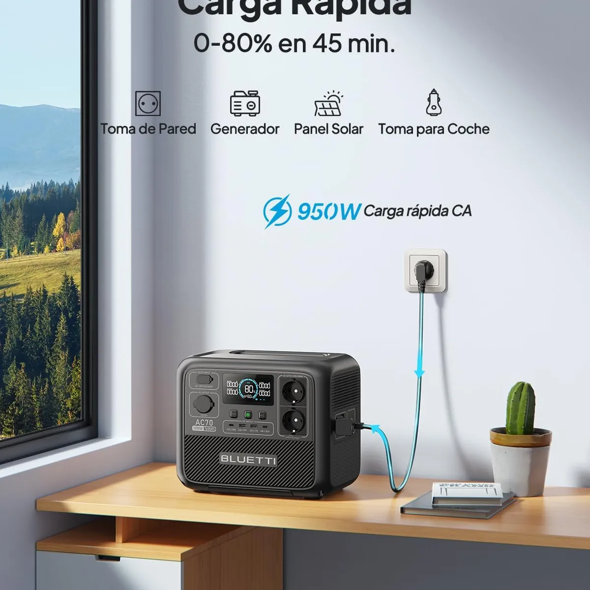 BLUETTI - BLUETTI Generador Solar Portátil 1000w768wh con 100W Panel Solar Estaçãoe Energia Para Acampar Viajes Corte de Energía