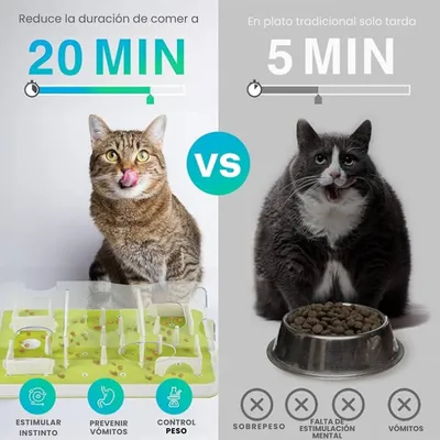 Imagen 2 del producto Alimentador Lento Antiestrés Juego Interactivo Mental Gatos