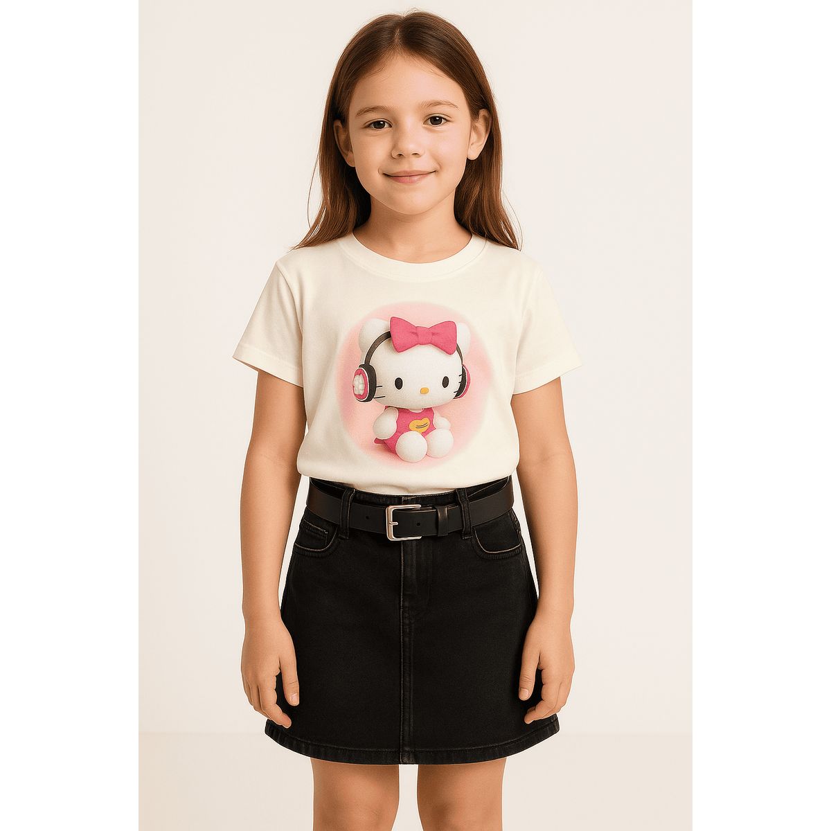 KIBOU - Falda Short Niña Algodón Negro Kibou