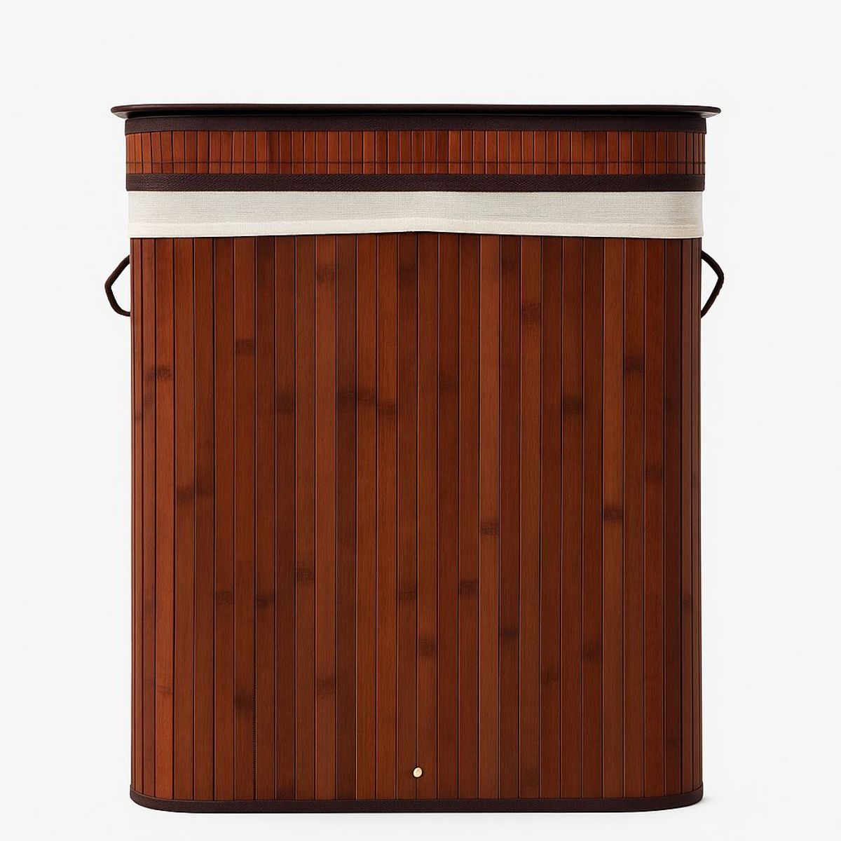 WAKESHOME - Canasto De Bambú Cesto De Ropa Sucia Pleglable Con Tapa Marrón Oscuro