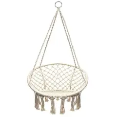 GENERICO - Silla Hamaca Colgante Tejida Beige Macrame