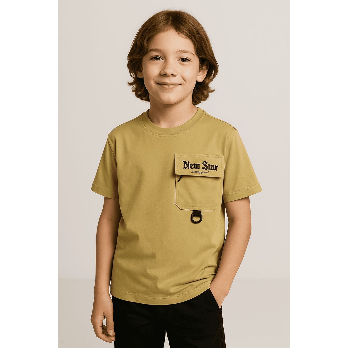 KIBOU - Polera Cargo New Star Bolsillo Estilo Streetwear