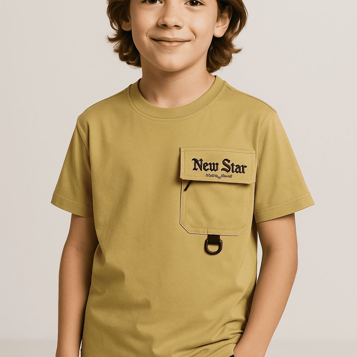 KIBOU - Polera Cargo New Star Bolsillo Estilo Streetwear