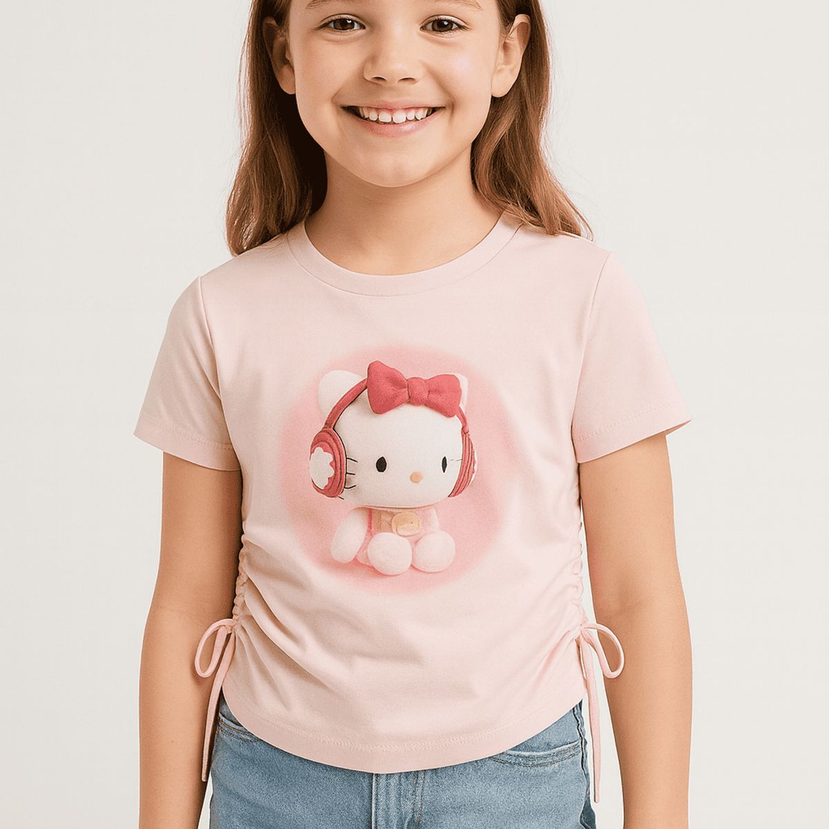 KIBOU - Polera Infantil Rosada Estampado Personaje