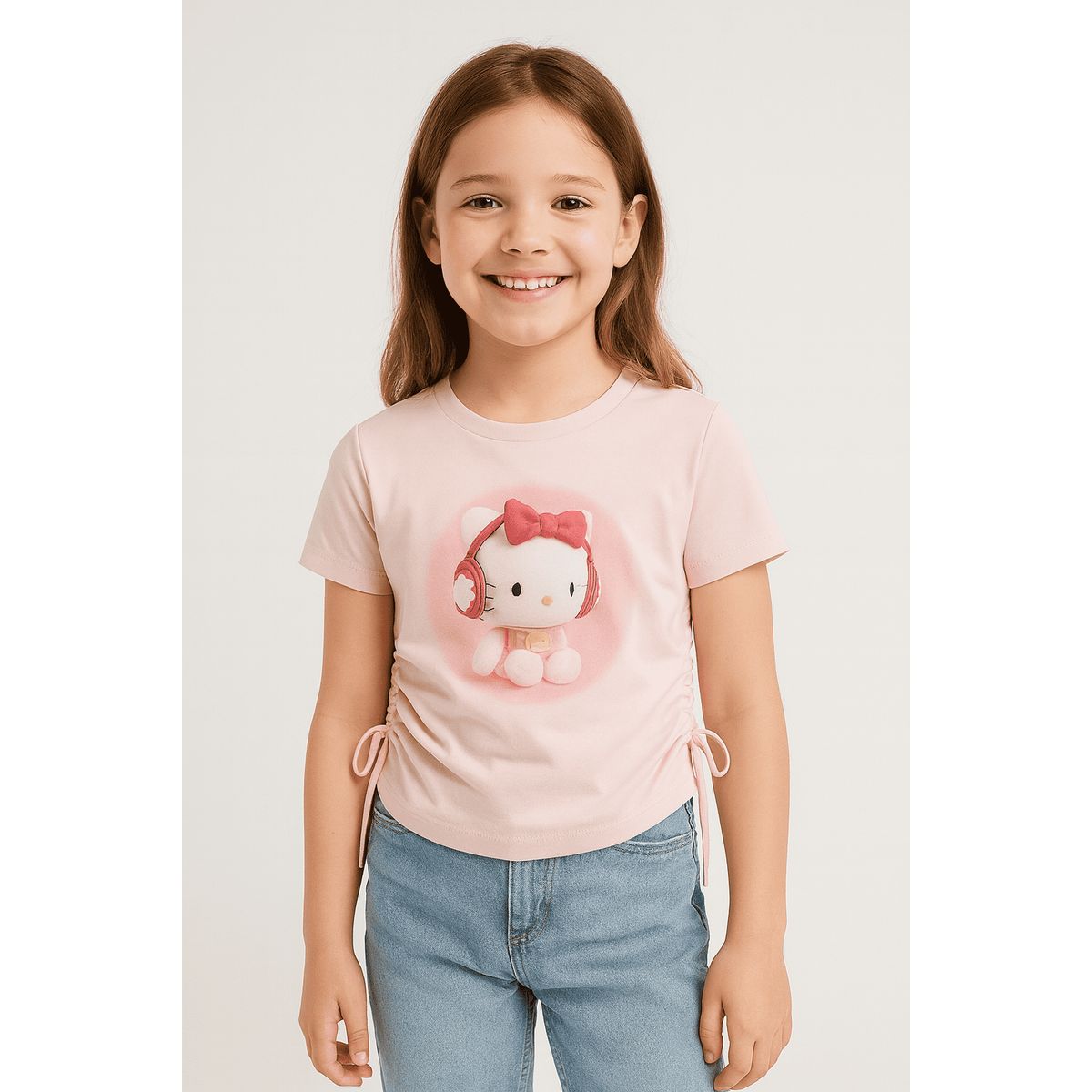 KIBOU - Polera Infantil Rosada Estampado Personaje