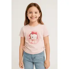 KIBOU - Polera Infantil Rosada Estampado Personaje