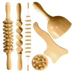 GENERICO - Kit 6pcs Rodillo Para Masaje Maderoterapia Maderos De Masaje