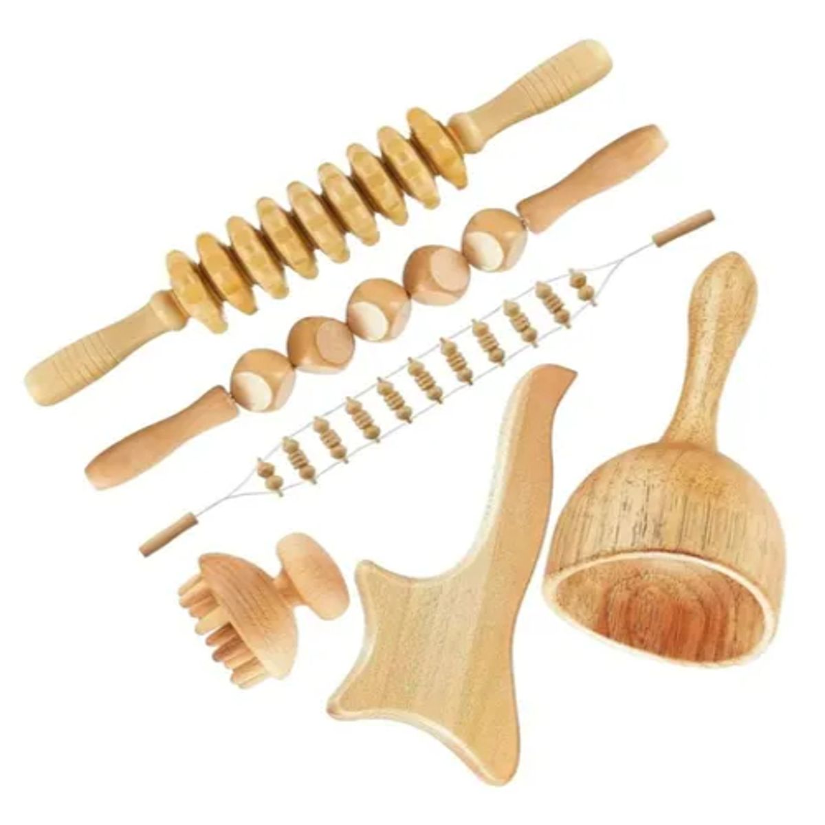 GENERICO - Kit 6pcs Rodillo Para Masaje Maderoterapia Maderos De Masaje