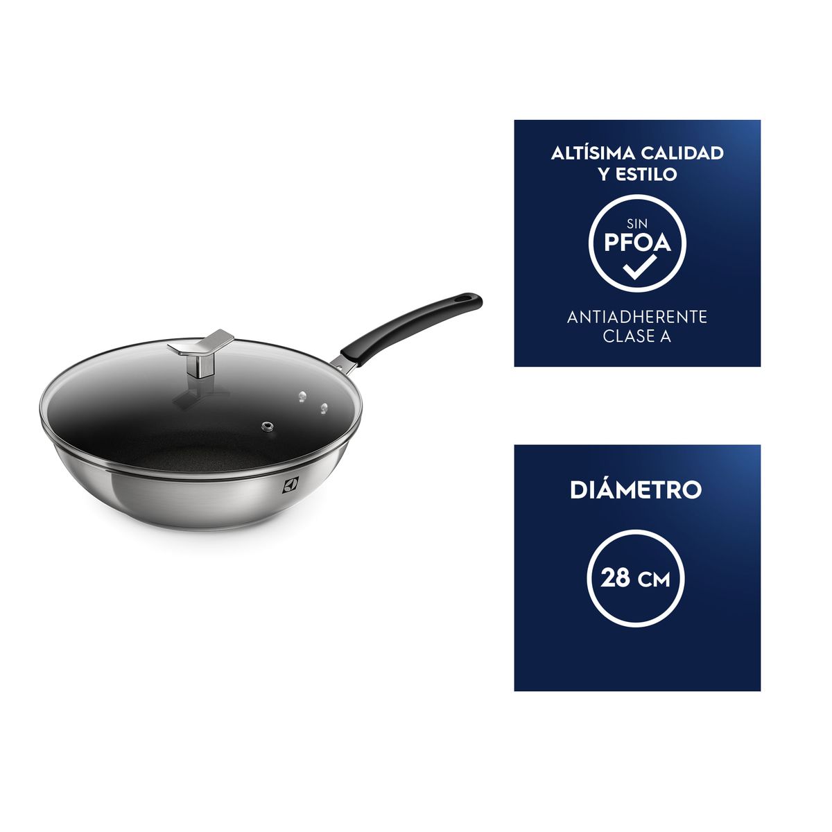 ELECTROLUX - Wok Antiadherente con Tapa 28 cm Electrolux