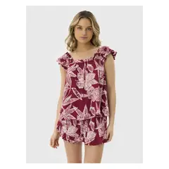 LOUNGE - Pijama Mujer Con Vuelos Hojas