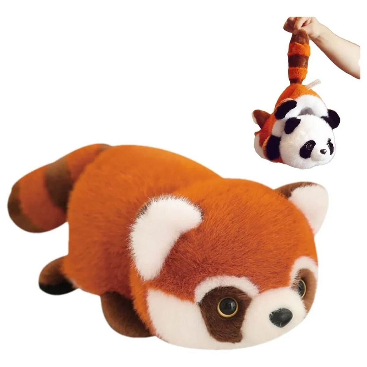GENERICO - Peluche Oso Panda Rojo Reversible 2 En 1