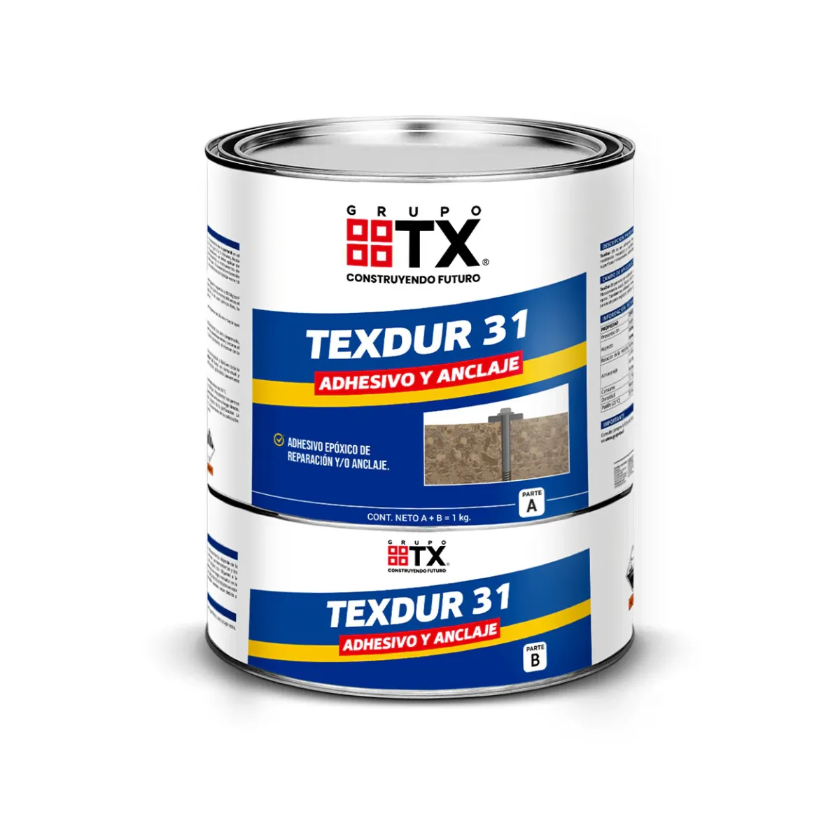 TX - Adhesivo Epóxico  Tx 1kg Juego A+B Anclaje y Uniones