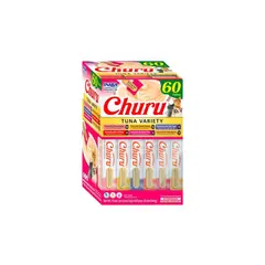 INABA - Churu Gatos Variedad Atún 60 Tubos 14g Snack Cremoso