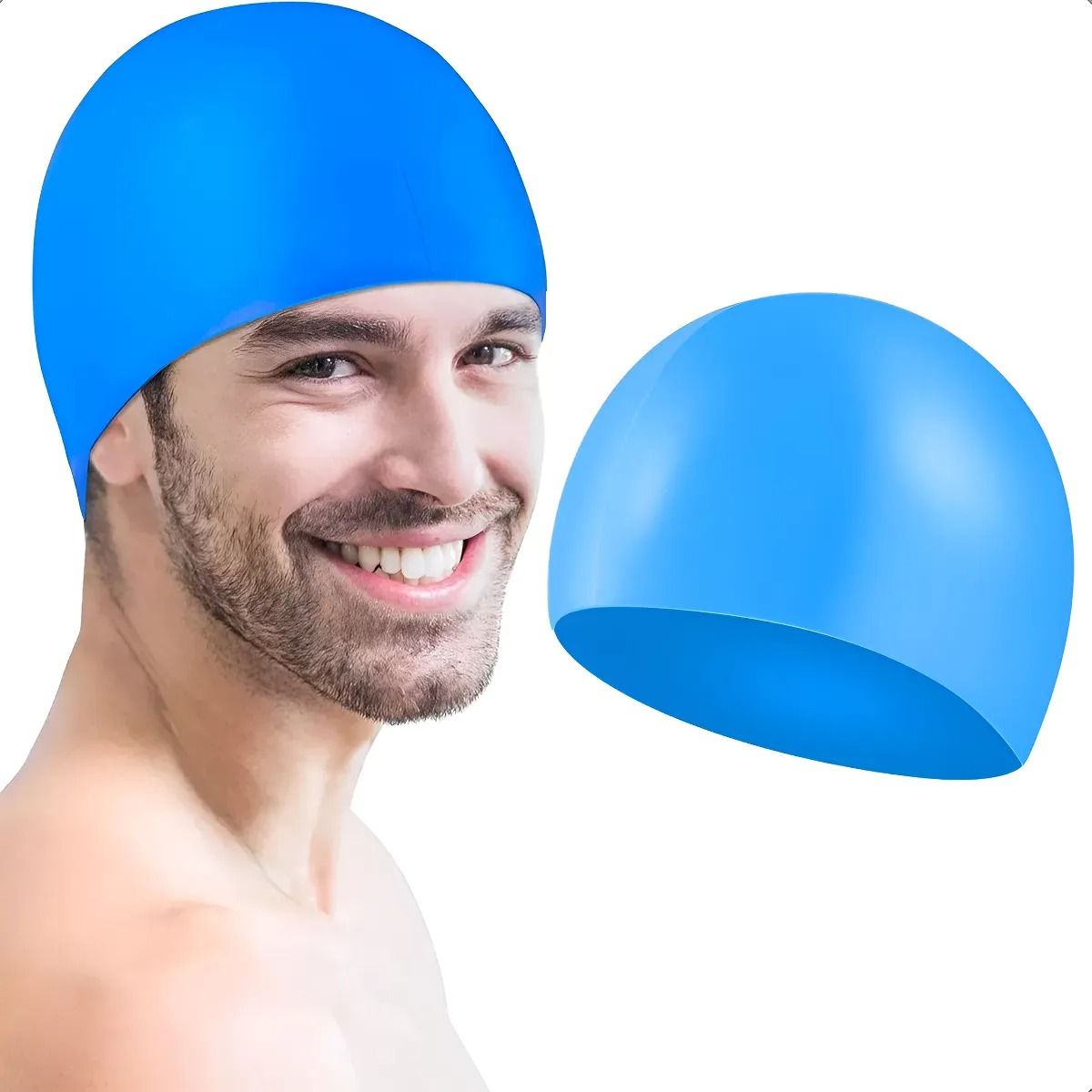 GENERICO - Gorro De Natación Azul Unisex Gorra Para Nadar Anticloro