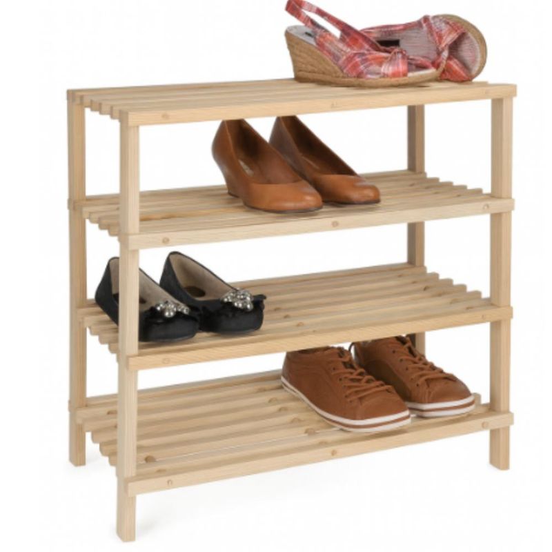 GENERICO - Zapatera de Madera 4 Niveles Color Natural