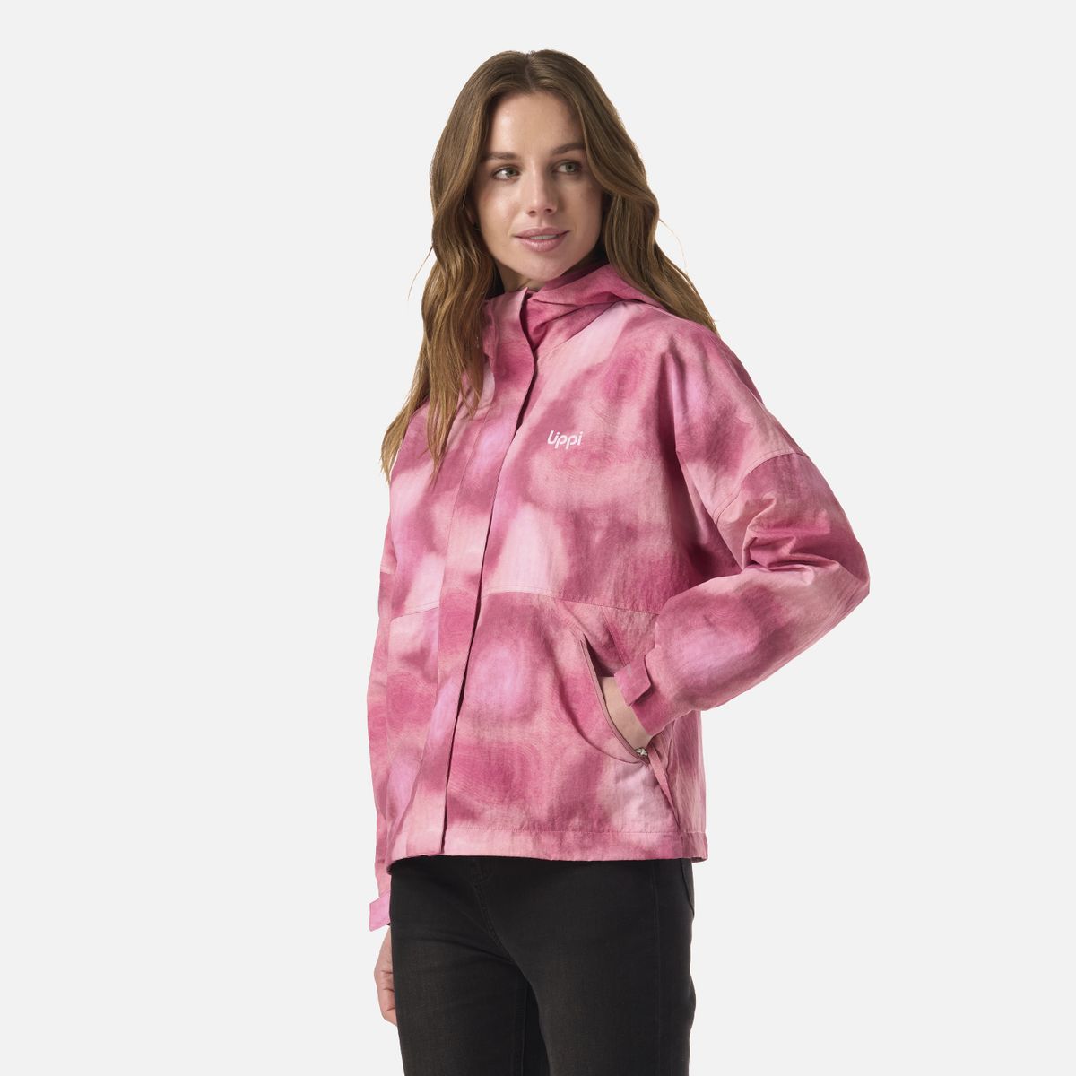 LIPPI - Chaqueta Mujer CityMe WindBreaker Hoody Jacket Print Rosa Oscuro Lippi