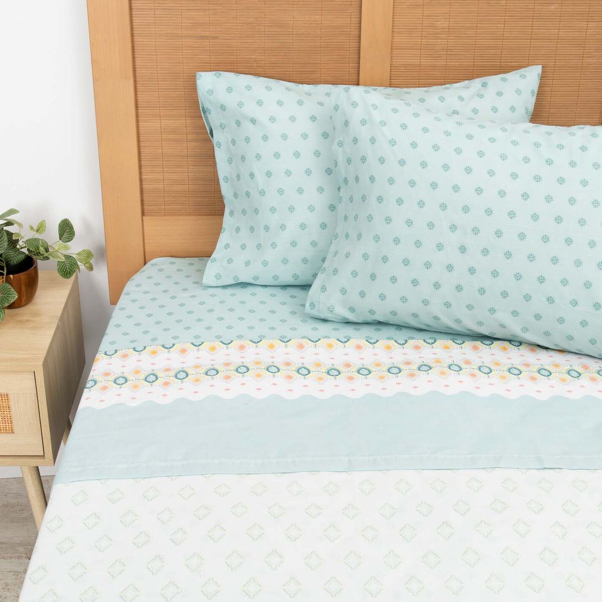 MASHINI - Juego de Sábanas Estampadas 144 Hilos King Mashini Diseño Cisne