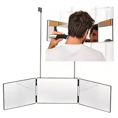 GENERICO - Espejo cuadrado Triple de 360° con Ganchos Marco Negro